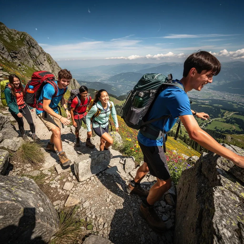 Дикая природа: олени, пасущиеся на склоне горы среди цветущих растений.