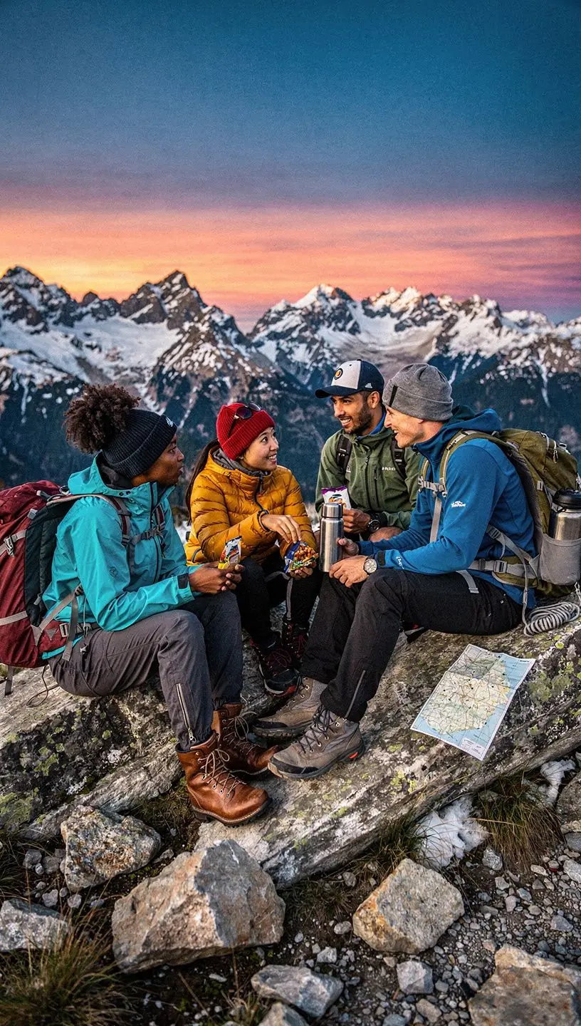 Кемпинг в диких условиях с палатками на фоне величественных гор.