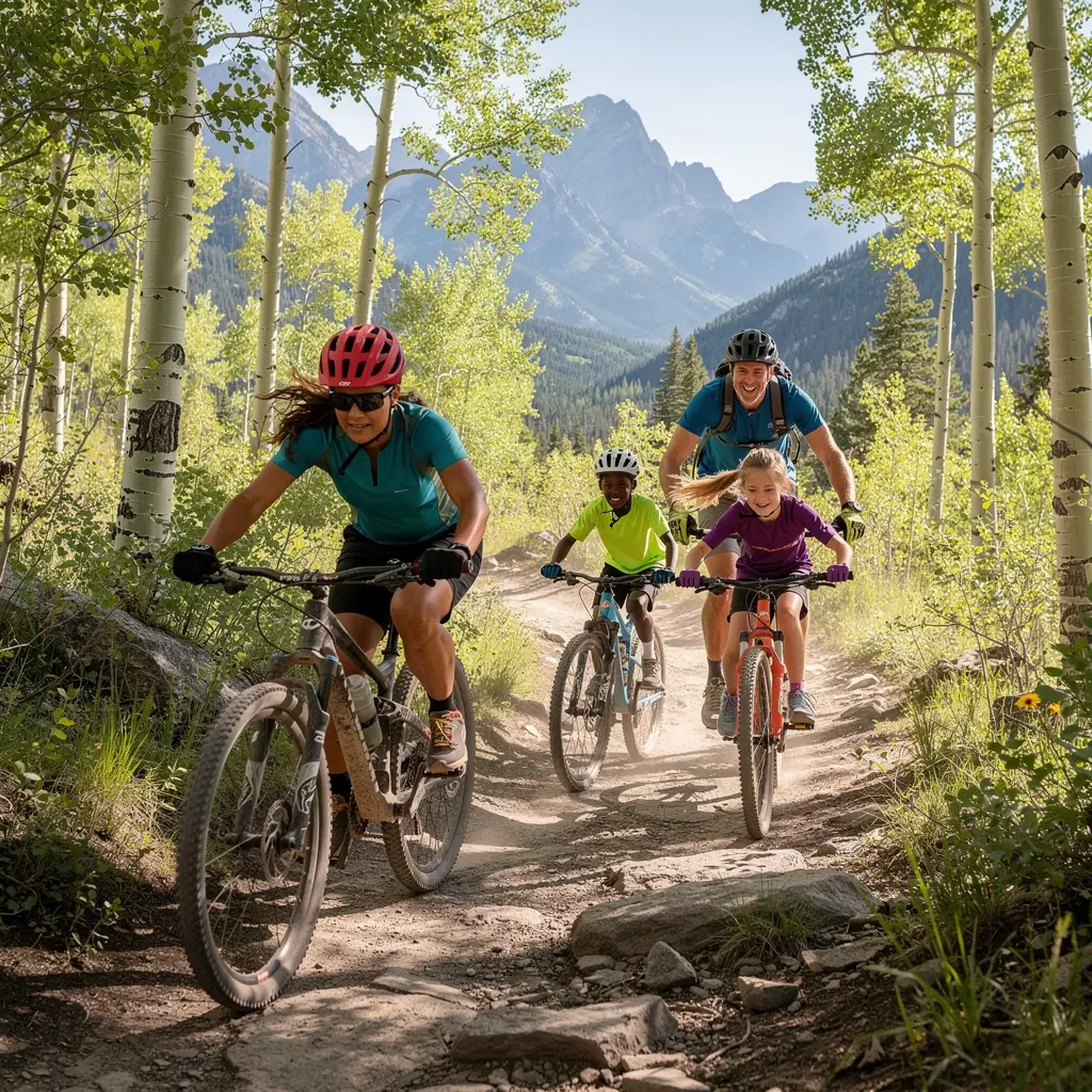 Горные вершины с заснеженными пиками на фоне яркого голубого неба